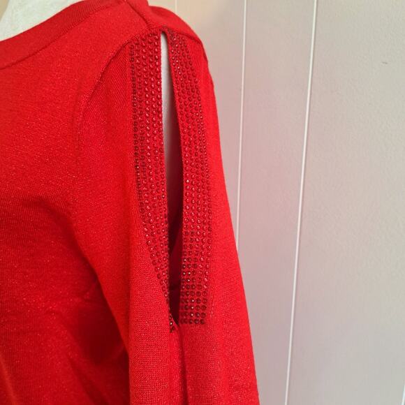JM Collection Embellished Cold Shoulder Sweater Dress - Picture 6 of 10